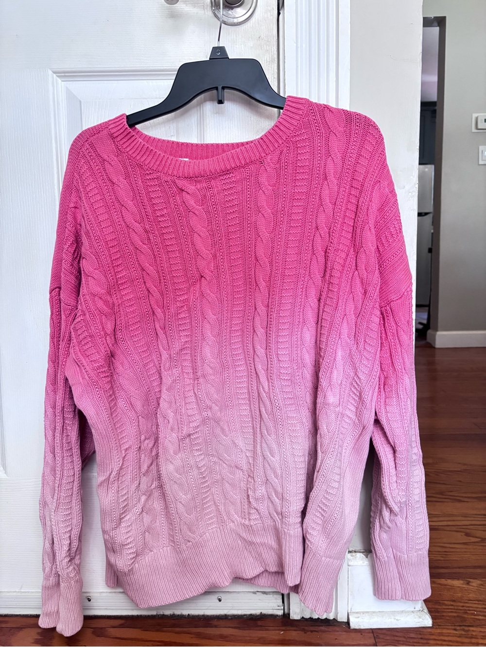 Pink Ombre Cable Knit Women's Sweater